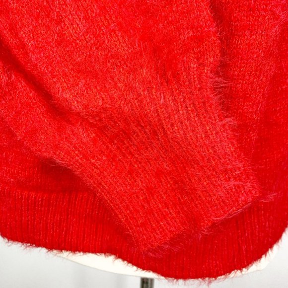 Time And Tru Womens Red Fuzzy Ugly Christmas Sweater - Picture 5 of 9